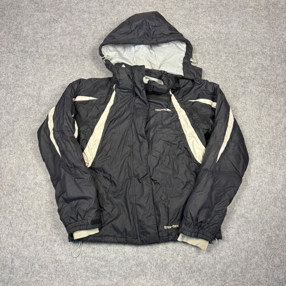 Trespass Quartic Ski Jacket Mens Small Black White Waterproof Hooded Tres-Tex
